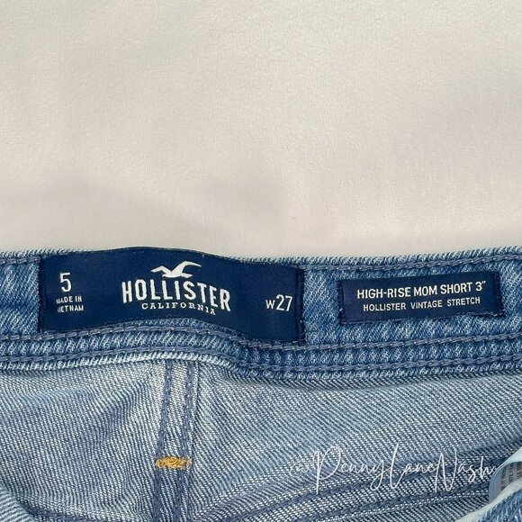 Hollister High-Rise Distressed Button Fly 3" Mom Shorts Size 27 - Picture 10 of 10